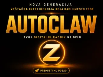 Neonski plakat alata AutoClaw sa natpisom Tvoj digitalni radnik na delu