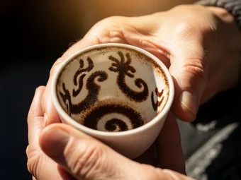 Talog kafe i šare na unutrašnjosti šolje