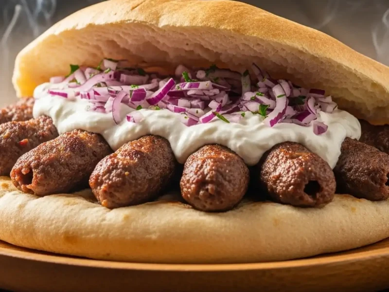 Ćevapi u somunu sa kajmakom i lukom