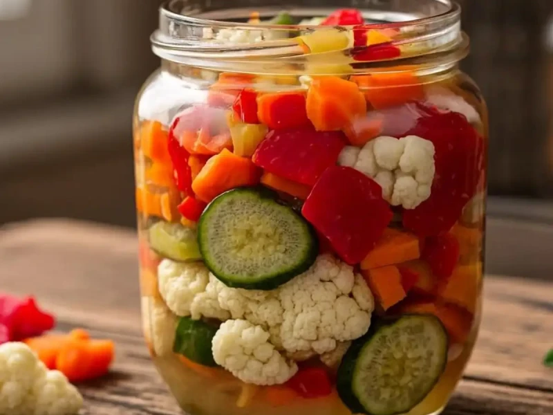 Salata od kiselog mešanog povrća u tegli