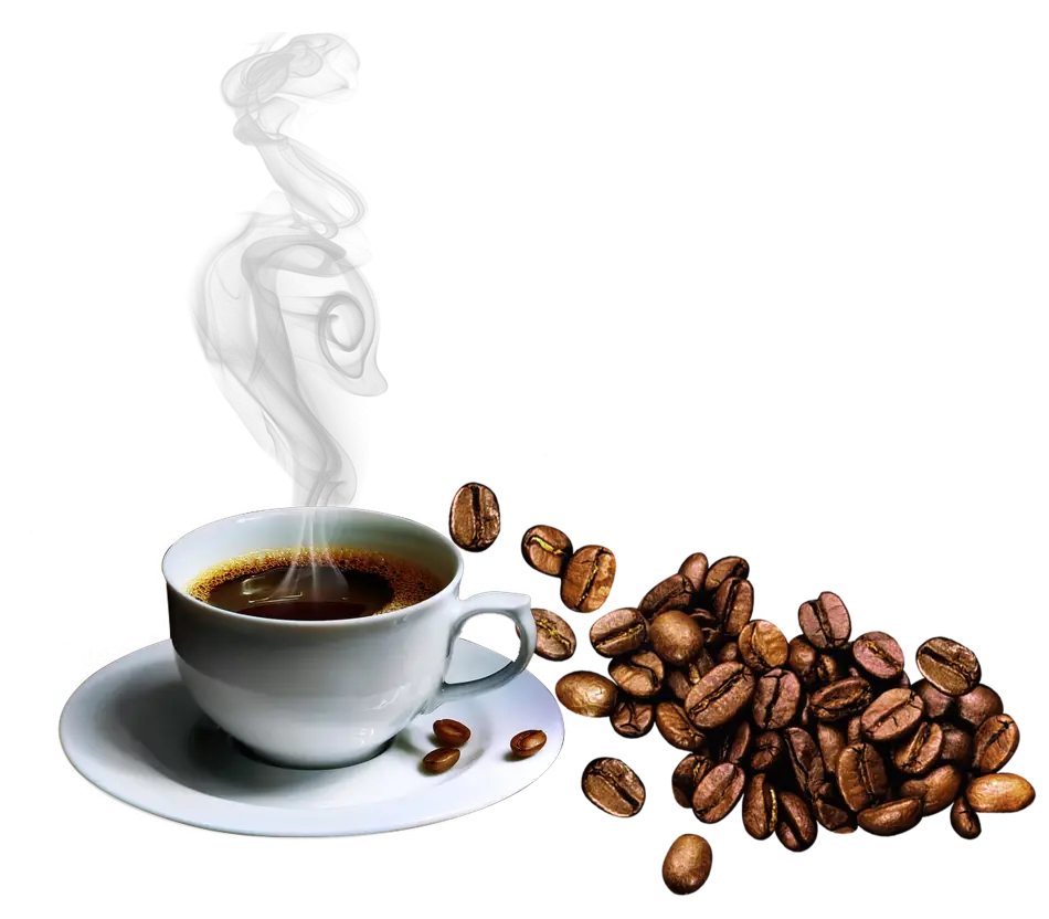 Šolja kafe sa zrnima i parom